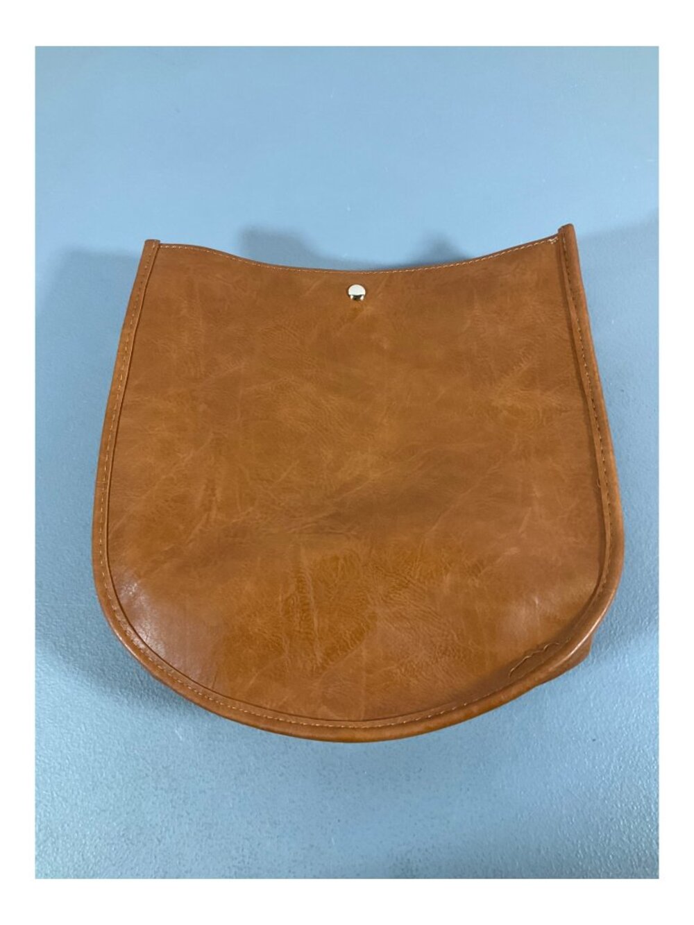 Ahdorned U-Shaped Messenger Bag in Camel with Dual Straps and Bonus Pouch - Faux